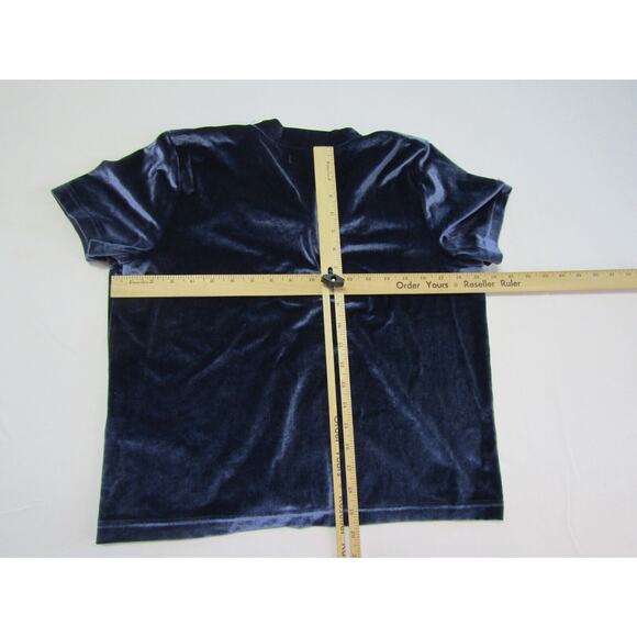 Madewell Blue Velvet V Neck Tie Top Womens size M Professional Blouse Work - Picture 4 of 8